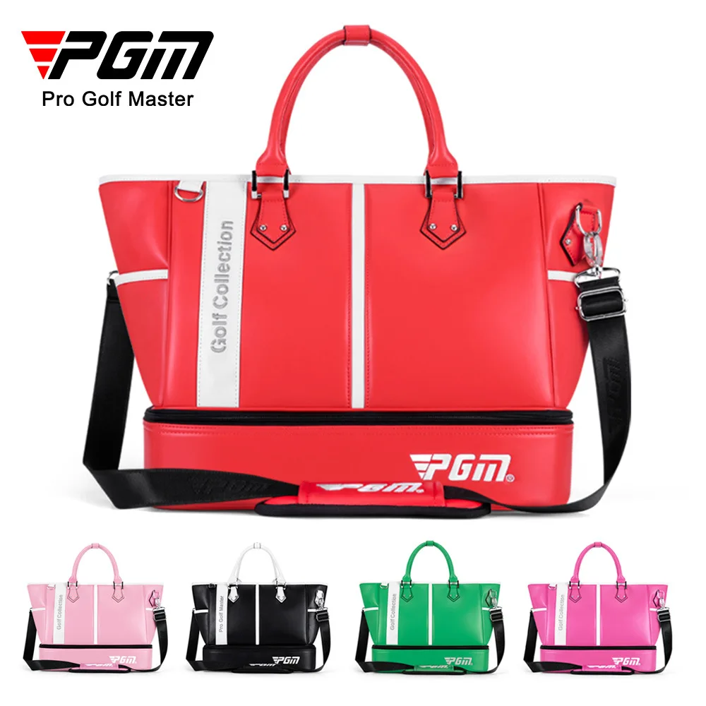 

PGM Golf Clothing Bag Double-decker Waterproof PU Package Ladies Large Capacity With Shoe Storage Clothes Outdoor Travel Bag