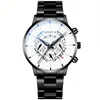 Round Dial Quartz Watch for Men  Stainless Steel Strap Calendar Function Business Allo CaseNonWaterproof Ideal Gift for Him 6