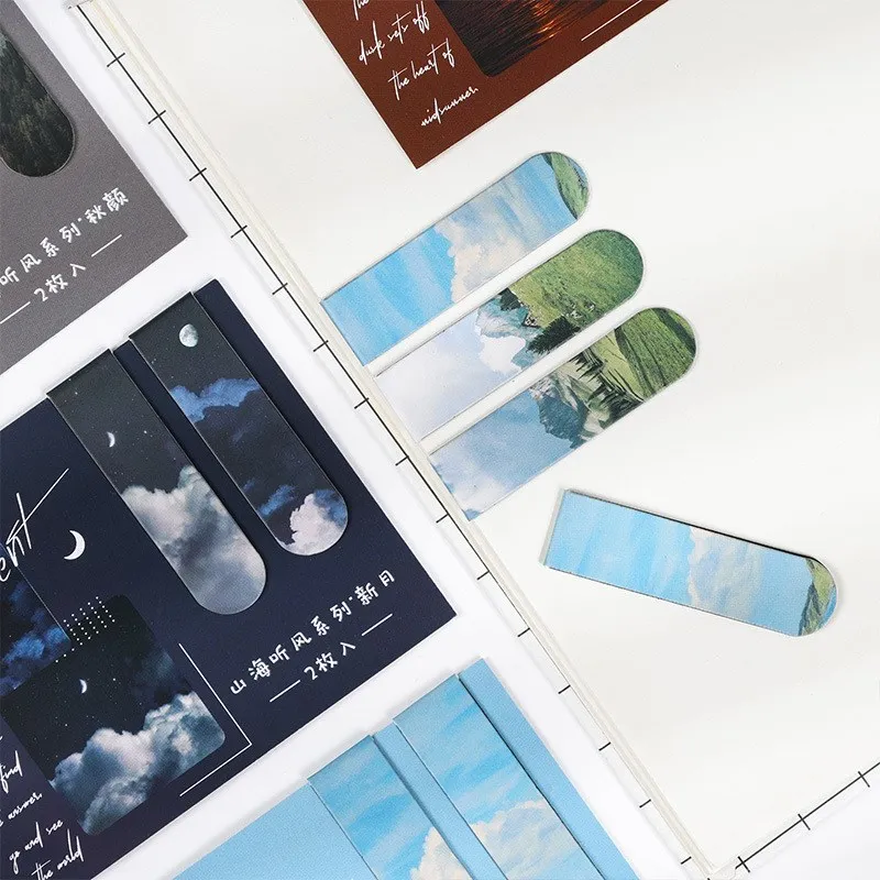 Magnetic Bookmark 2pcs Landscape Themed Magnet Page Markers Clip For Students Teachers Fun Book Marks For Reading