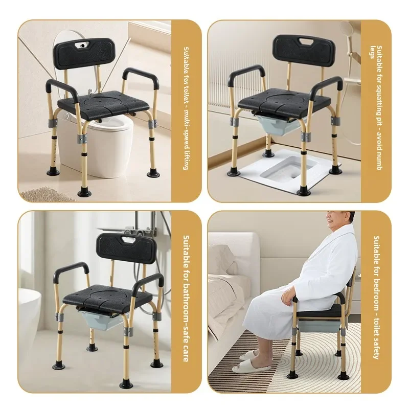 Commode Toilet Seat Adjustable Height Bath Chair for Elderly Disabled Shower Chair for Inside Shower Bathtub Portable Toilet 3