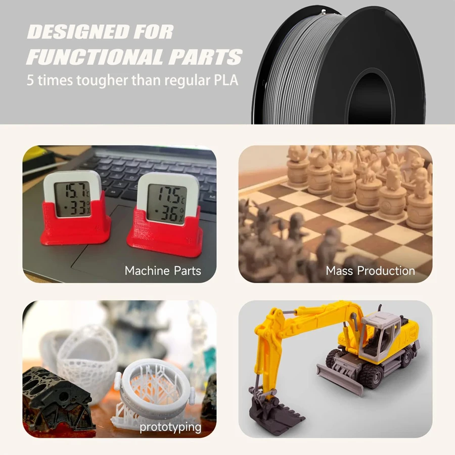 Premium PLA 3D Printing Filament – Gray and White, 1.75mm Diameter, Vacuum-Sealed Spool