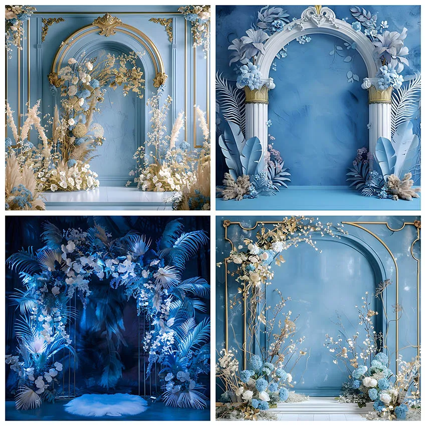 

Фон для фотосъемки Mehofond в стиле бохо с голубым цветочным орнаментом стена для взрослых на день рождения свадьбу для беременных Фотостудия