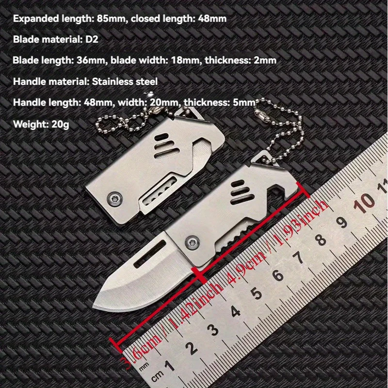 folding knife Mini folding knife stainless steel box opening knife D2 steel cannon portable sharp folding key hanging chain