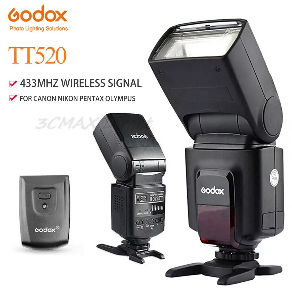 Godox TT520 II TT560 II Flash Video Light 433MHz Wireless Signal Flash Trigger Lamp For Canon Nikon Pentax Olympus DSLR Cameras on camera flash camera flash