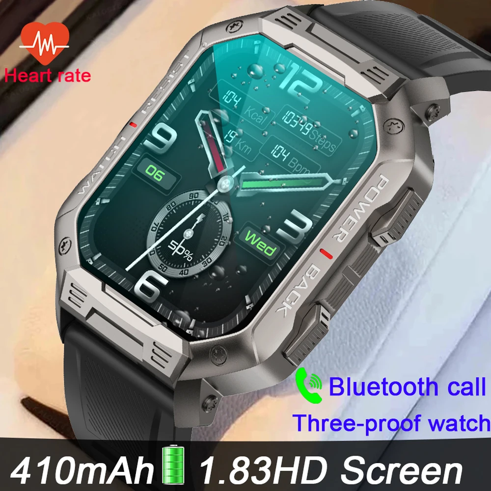 

2023 Tactical Smart Watch Men Outdoor Sports IP67 Waterproof Blood Oxygen Military Smartwatch Fitness Tracker for iPhone Samsung
