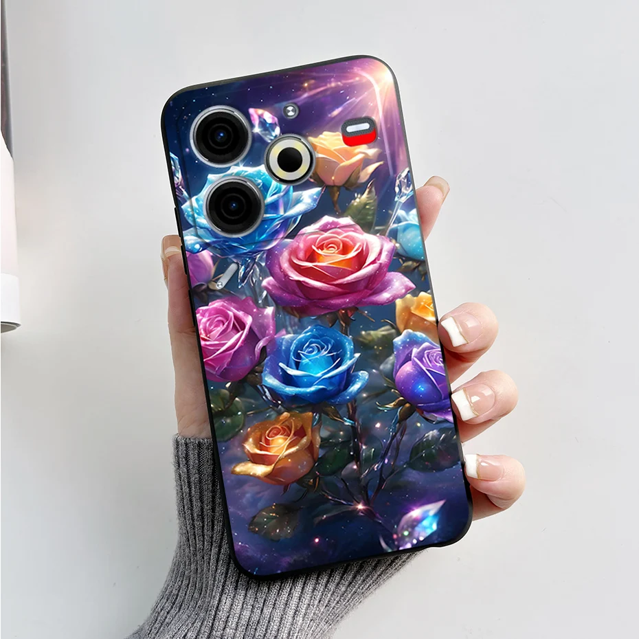 Luxury Marble Black Silicone Soft Phone Case - Elegant TPU Back Cover in 6.78