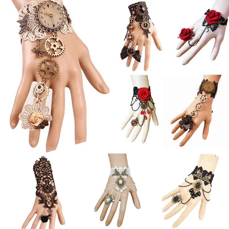 Women's Vintage Steampunk Gloves Wrist Cuff Gear Jewelry Accessories