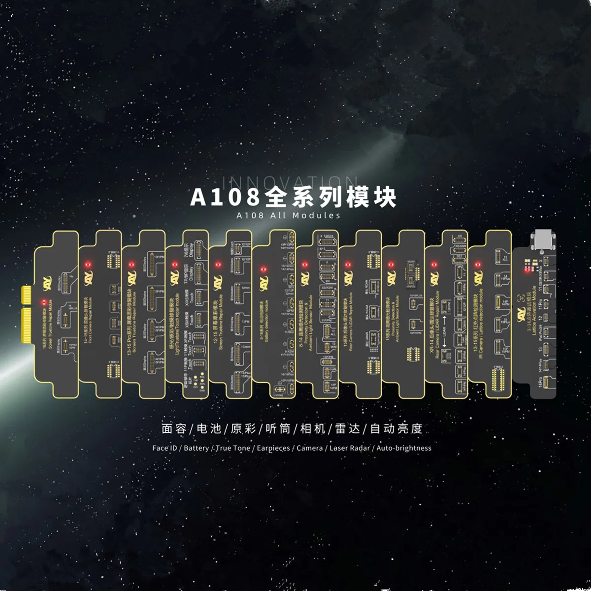 AY A108 다기능 수리 박스 및 모듈 (모바일 배터리/페이스 ID/트루톤/카메라/근접 및 주변광 수리 도구)