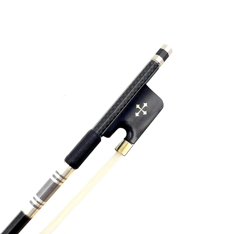 1pcs New light black plaid Grid carbon Fiber round Stick4/4 cello bow,Siberian horsetail horsehair,cello parts accessories