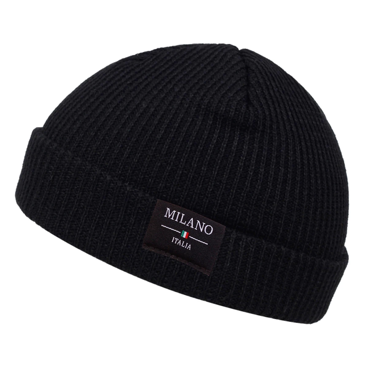 Unisex MILANO ITALIA Näh-Label-Mützen, Herbst- und Wintermützen, warme Strickmütze, Hip-Hop-Mützen für Jungen und Mädchen – Detail 2