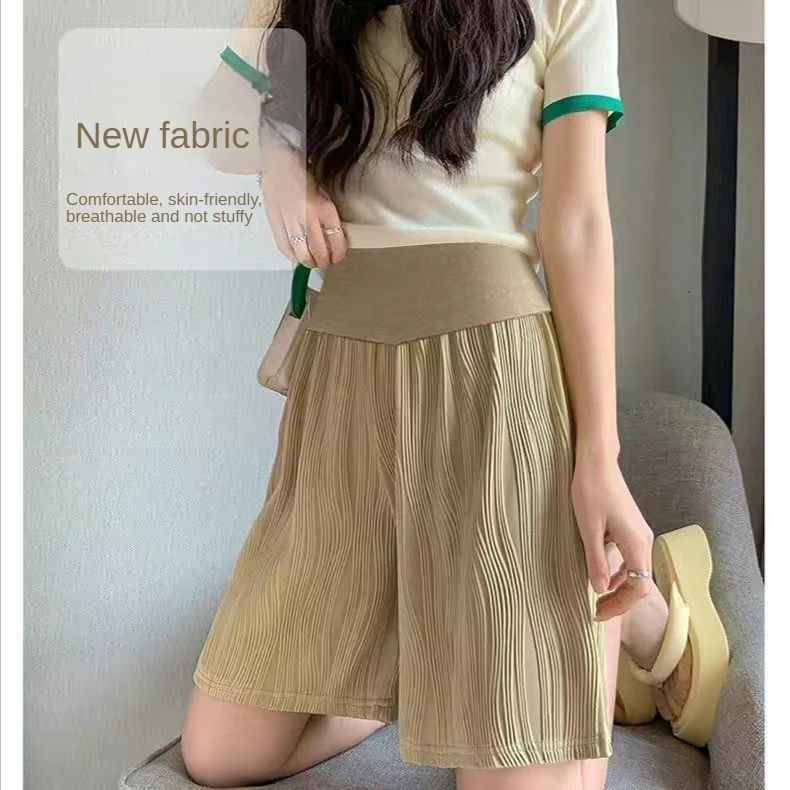 Pregnant Maternity Maternity Clothes Short Summer Ice Silk Wide-leg Pants Pregnancy Bottoming Large Size Fashion Trend