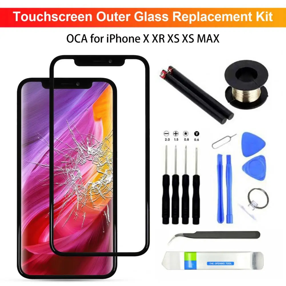 1 Set Touch Screen Replacement Professional Repair Tool with OCA Adhesive Front Glass Screen Repair Kit for iPhone X/XR/XS/MAX