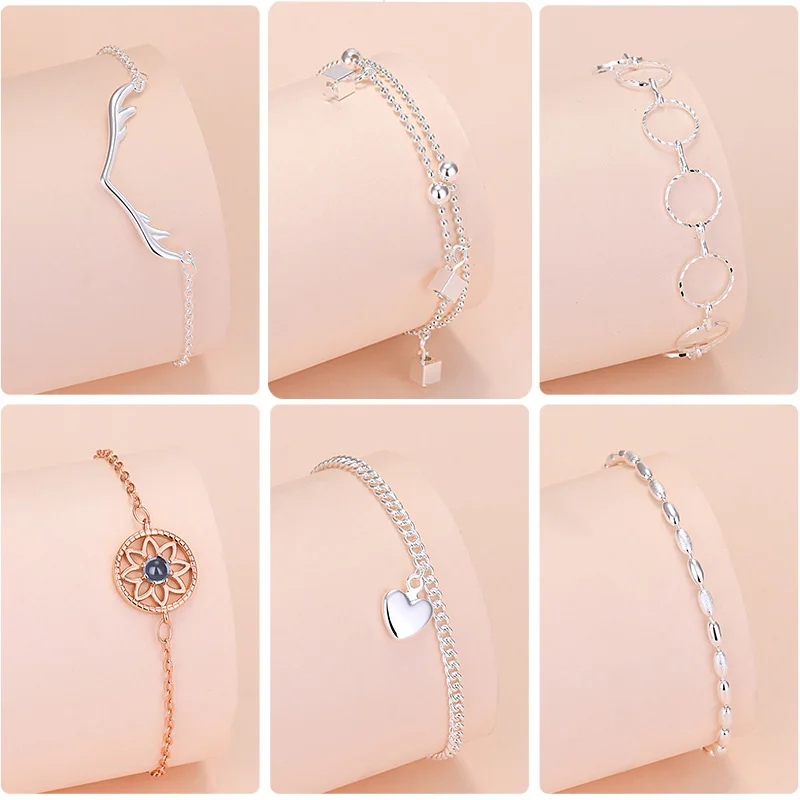 925 Sterling Silver Lucky Bead Charm Bracelets Woman Couple Chain Round Bangles Luxury Jewelry Accessories