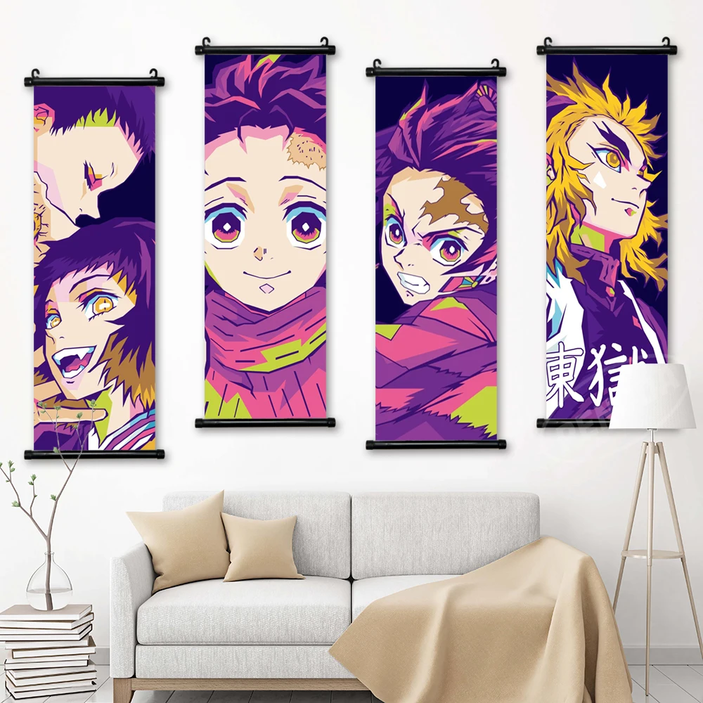 

Canvas Anime Home Decor Demon Slayer Picture Print Poster Rengoku Kyoujurou Wall Art Scroll Hanging Painting Bedside Background