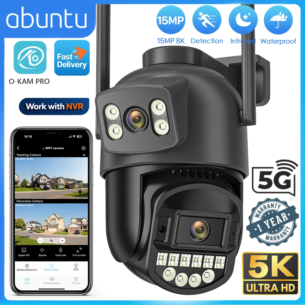 10MP 5K PTZ Wifi Camera Outdoor Video Surveillance Dual Screens IP66 Waterproof Human Detection Night Vision 5G Security Camera 1
