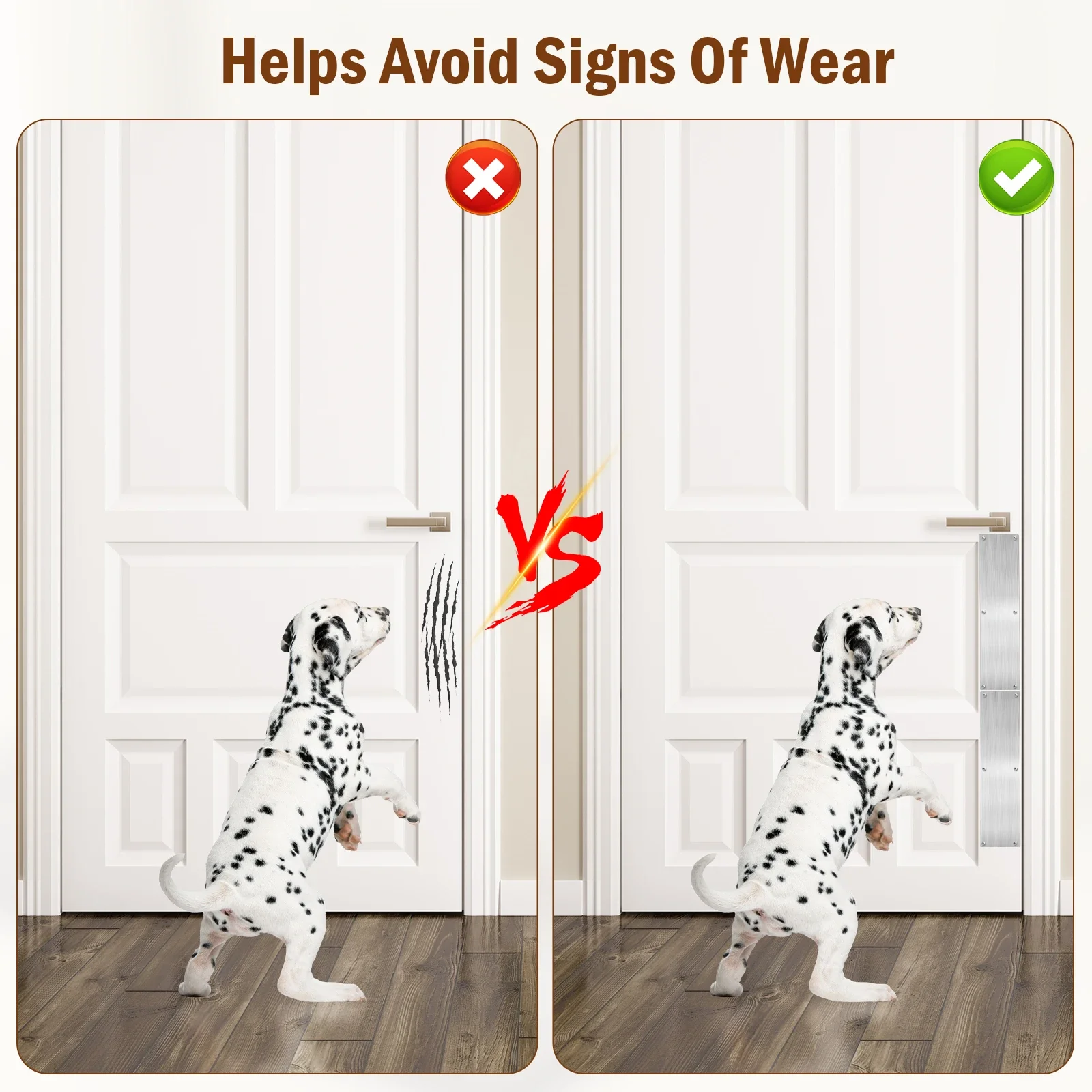 2PCS Stainless Steel Door Kick Plate 12 Screws Satin Kickplate Scratch Protection Interior Exterior Doors 4 x 16 Inch