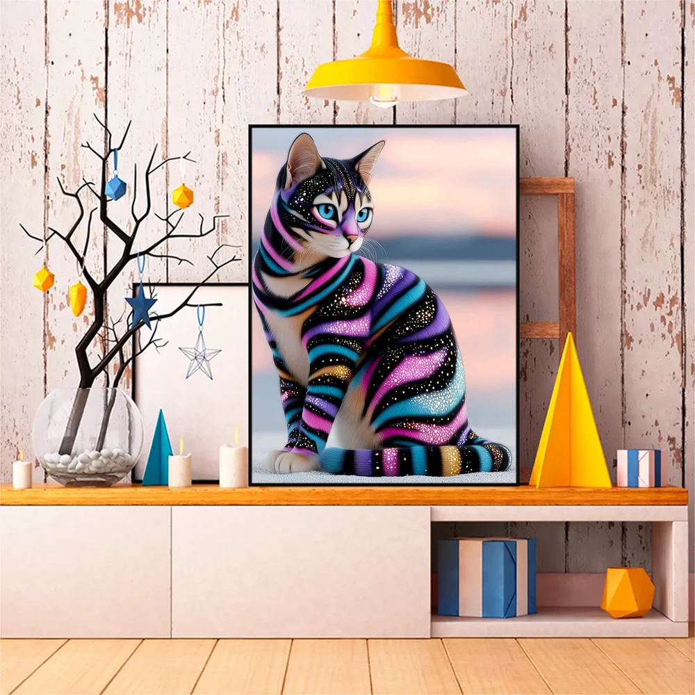 EverShine DIY 다이아몬드 자수 고양이 모자이크 새끼 고양이 풀드릴 다이아몬드 아트 페인팅 키트 동물 공예품 성인용 홈 데코레이션