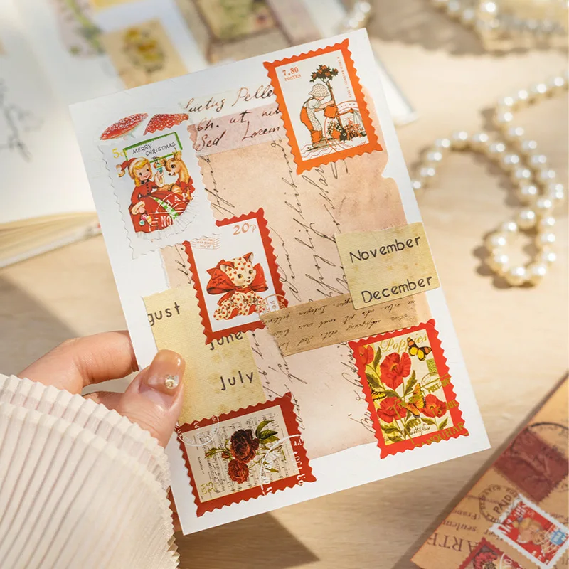 46pcs Old Letter Post Office Decorative Vintage stamp Stickers Scrapbooking Label Diary Stationery Album Phone Journal Planner