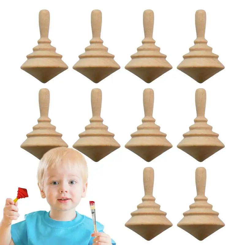 

Tops Toys Spinning 10pcs Wood Blank DIY Spinning Top Kit Multifunctional Educational Manual Toy Tops For Boys Girls Kids