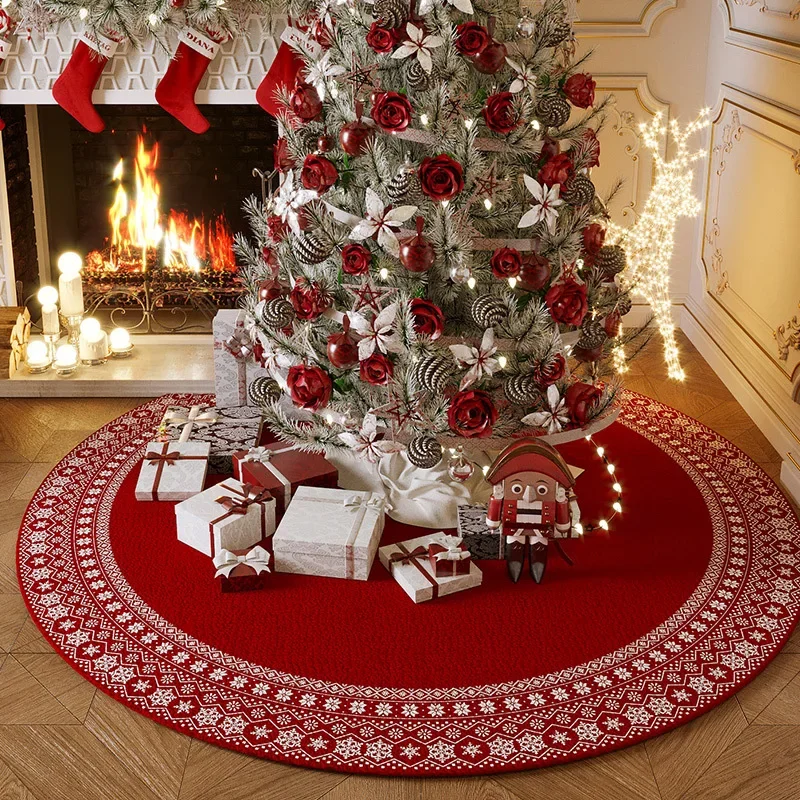 Large Christmas Tree Decoration Mat - Washable Anti-Slip Circular Carpet for New Year Atmosphere