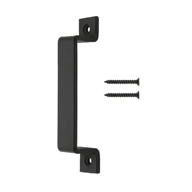 Barn Door Handle Doubleholes with Screws Door Handle Matte Black Metal