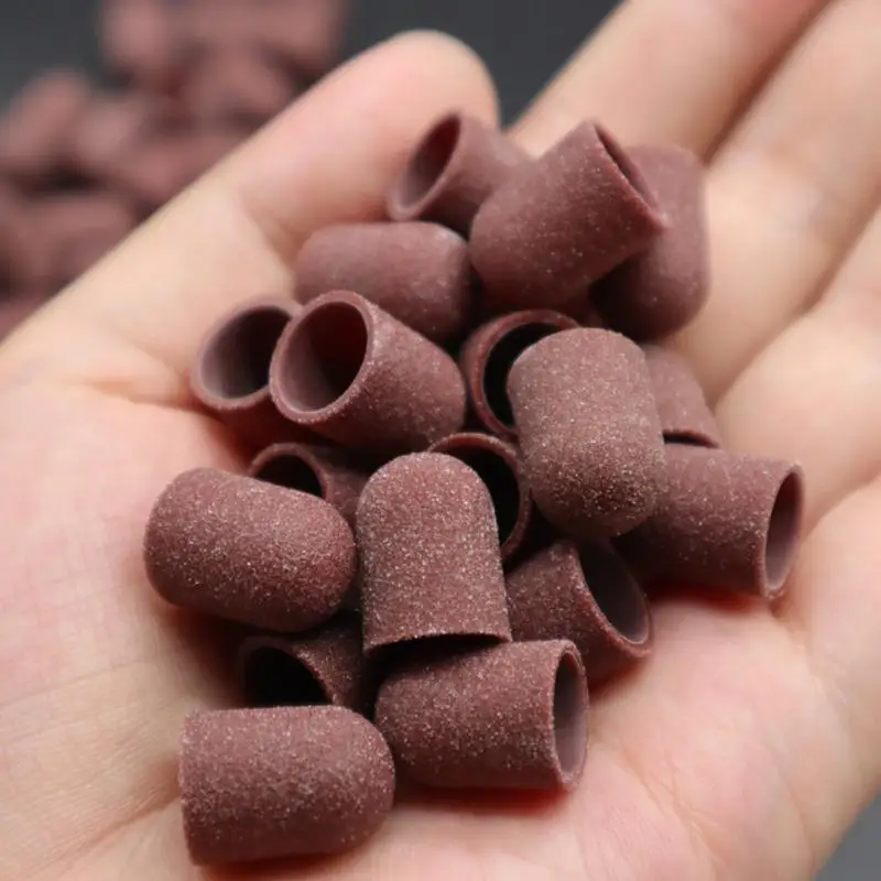 매니큐어 페디큐어용 플라스틱 샌딩 밴드 캡, 네일 드릴 밀링 커터, 150 고무 그릿, 풋 케어 도구 액세서리