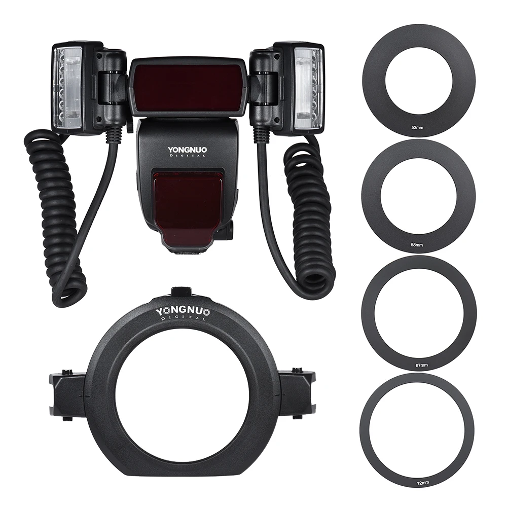 YONGNUO YN24EX Flash Speedlite 5600K with 2pcs Flash Heads and 4pcs Adapter Ring