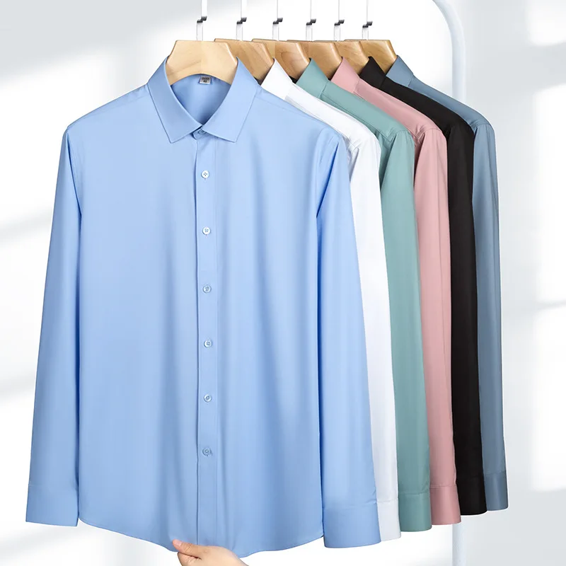 

New Men's Fashion Business Dress Shirts For Long Sleeved Shirt White Classic Male Social Casual Slim Fit Shirt S-5XL
