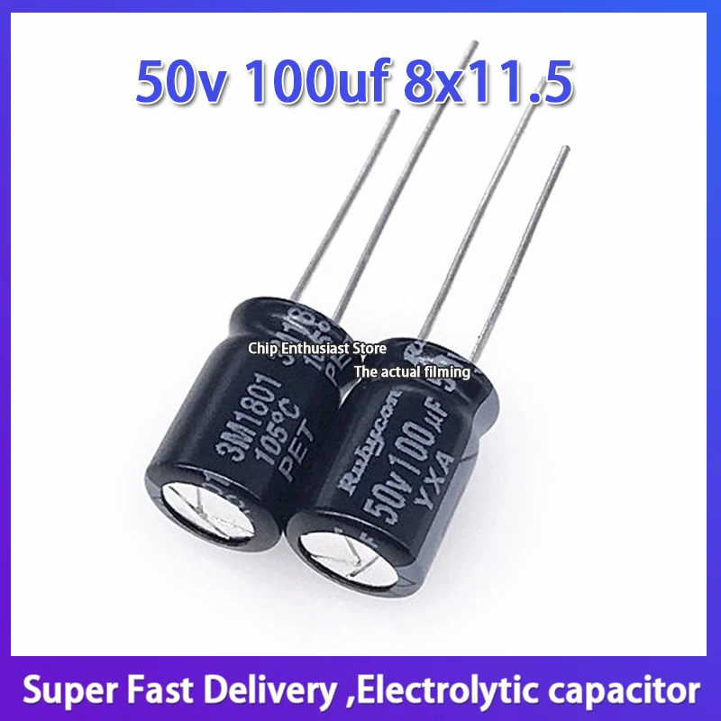 

10PCS Rubycon imported electrolytic capacitor 50v 100uf 8x11.5 Japanese ruby yxa PX series