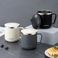 New 304 Stainless Steel Coffee Mugs Portable Cups Heat Insulation Anti-fall Thermos Mug Home with Cover and Handle Mug 3