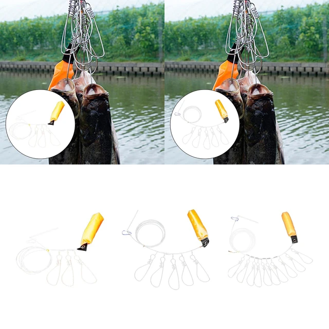Fishing Stringer Clip Metal Snap Stainless Steel with Float Fish