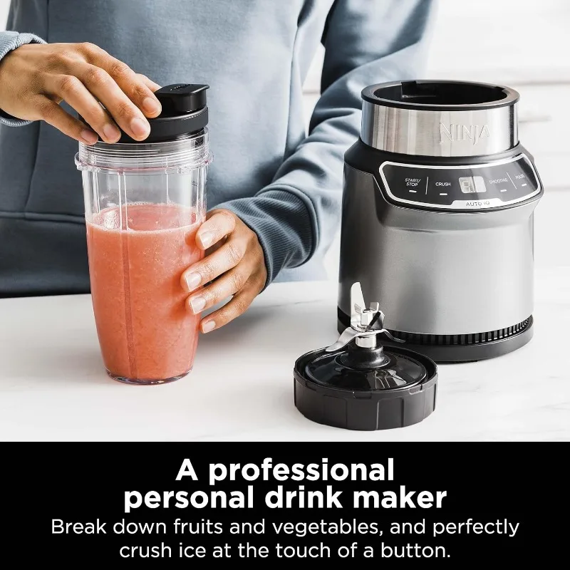 Ninja BN401 Nutri Pro Compact Personal Blender, Auto-iQ Technology, 1100-Peak-Watts, for Frozen Drinks, Smoothies, Sauces & More 5