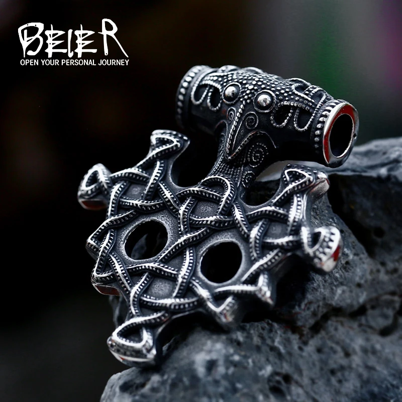 Beier 2023 Nuovo Stile In Acciaio Inox Viking Cletic Knot Thor'S Hammer Mjolnir Ciondolo Corvo Per Uomo Gioielli Vintage