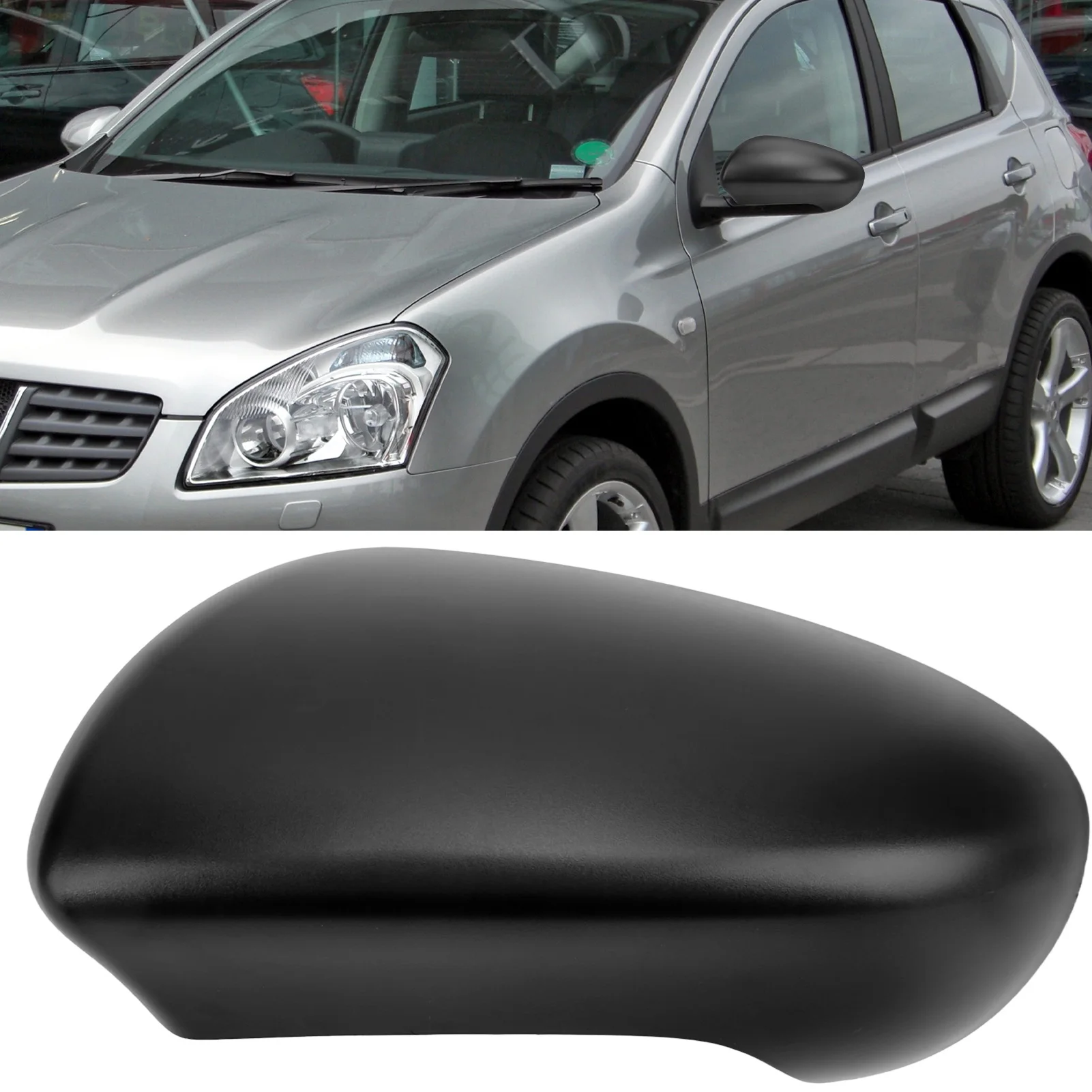 

Door Rear View Mirror Cover Left Right Side ABS Black Door Wing Mirror Cover Cap Replacement For Nissan Qashqai J10 2007‑2014
