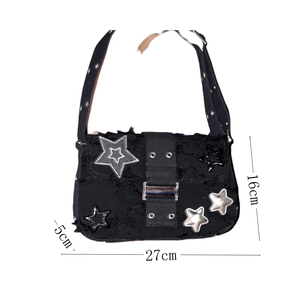 Gothic y2k schoudertas voor dames, star design crossbody tas_voghion.com