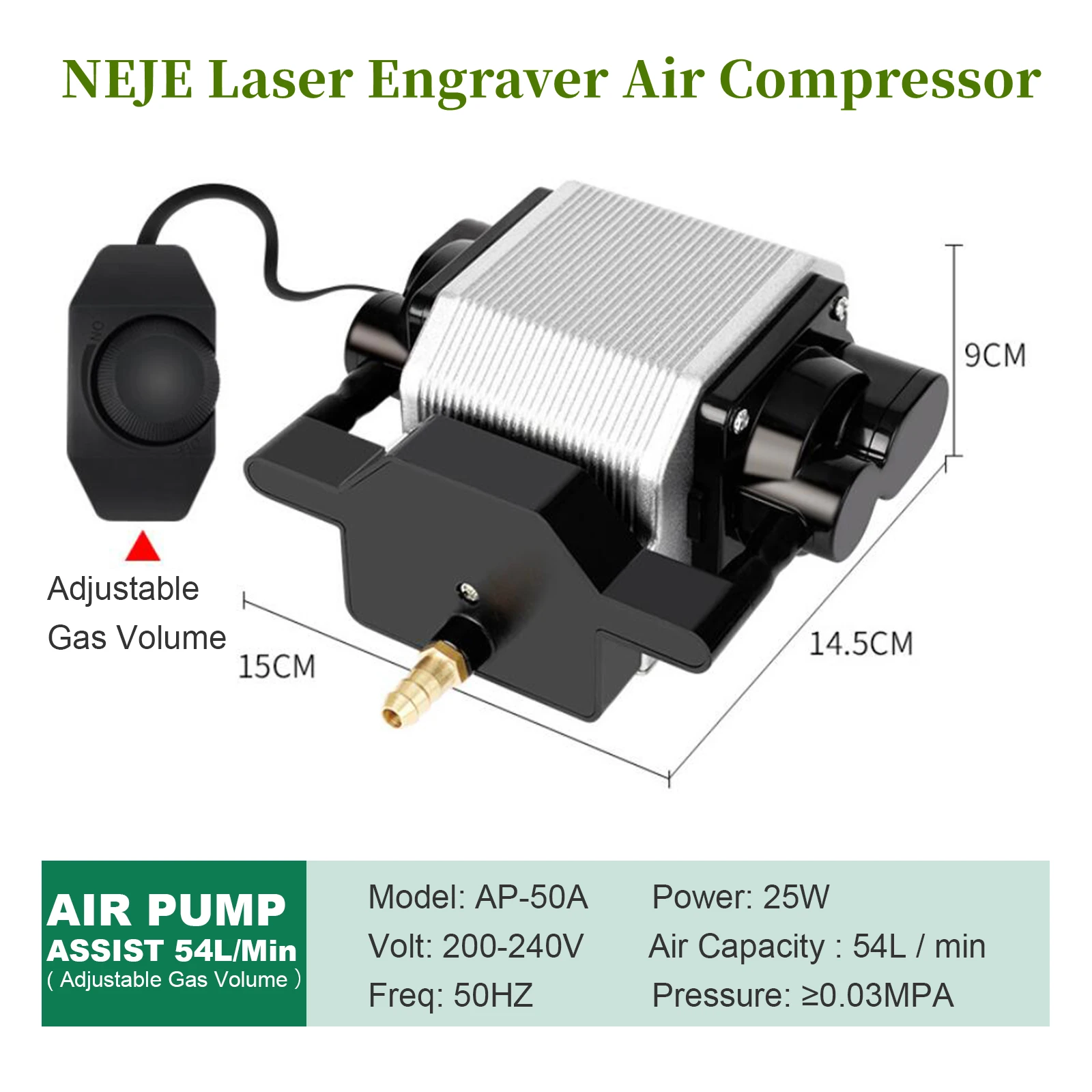 

NEJE Laser Engraver 25W Air Compressor Air Assist Pump With 54 L/Min Air Output