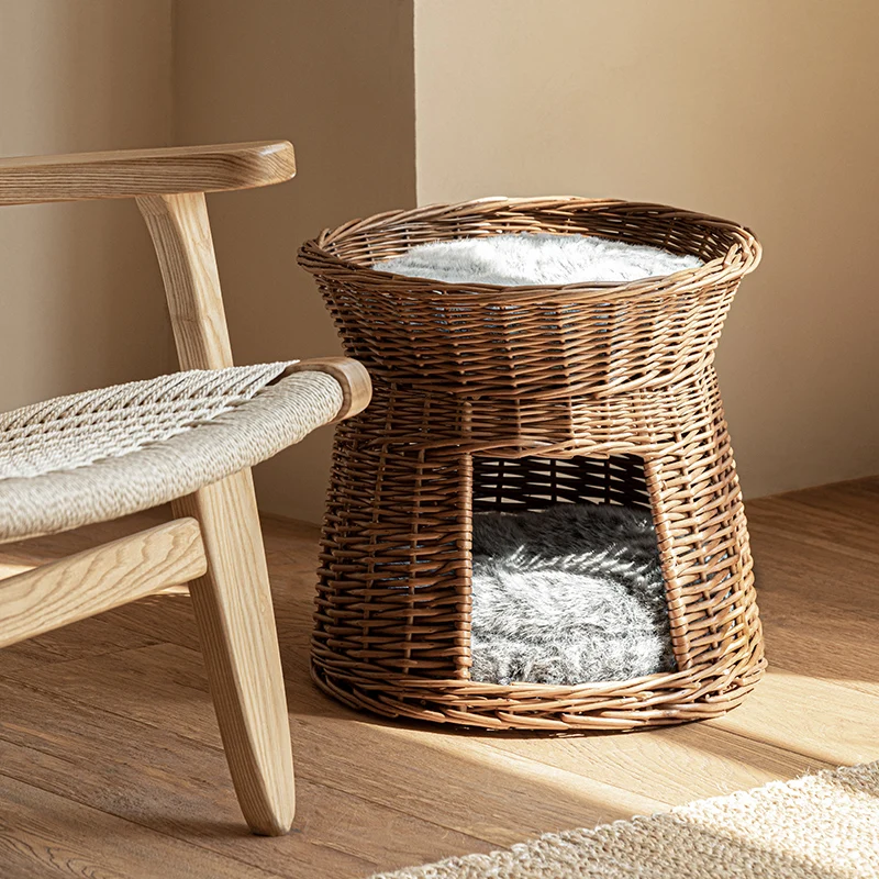 

Rattan Cat Nest Four Seasons Universal Removable and Washable Wicker Mattress Winter Pet Warm Kennel Pad