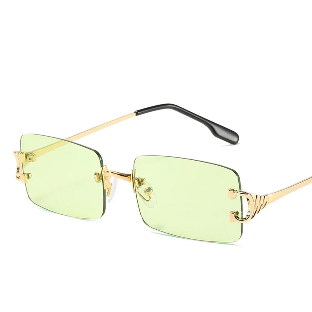 MUSELIFE Narrow Sunglasses Men Rimless Summer 2025 Red