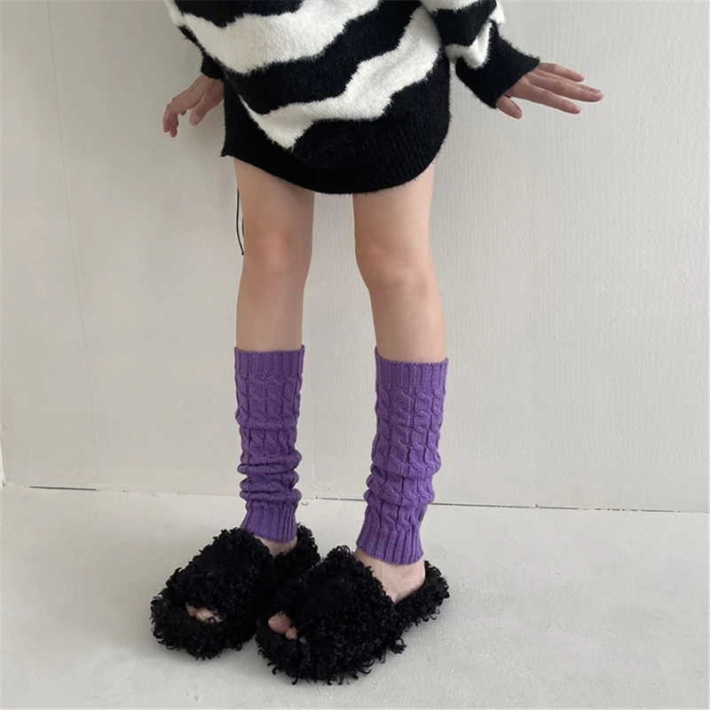 

Women Twist Knit Boot Cuffs Foot Cover Solid Candy Color Stretchy Leg Warmers