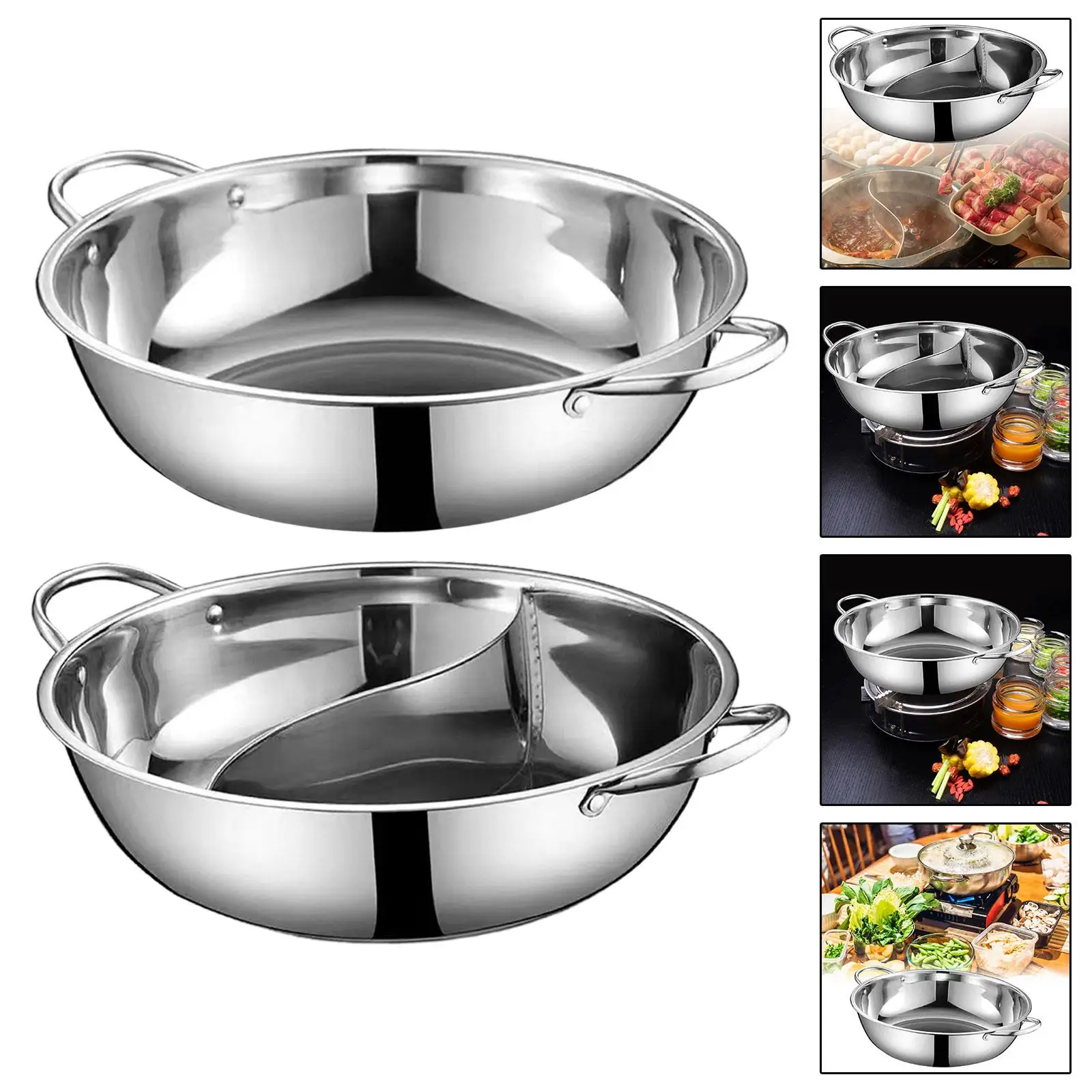 Stainless Steel Hot Pot for Induction Cooker Shabu Shabu Pot Stockpot for Home Barbecue Festivals Family Gathering Restaurant