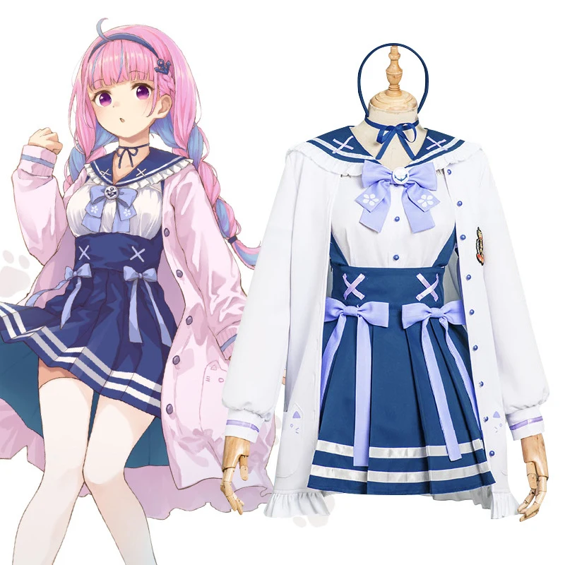 anime-vtuber-hololive-minato-aqua-cosplay-costume-lolita-girls-sj-school-uniform-cute-bowknot-pleated-skirt-sailor-suit-dropship