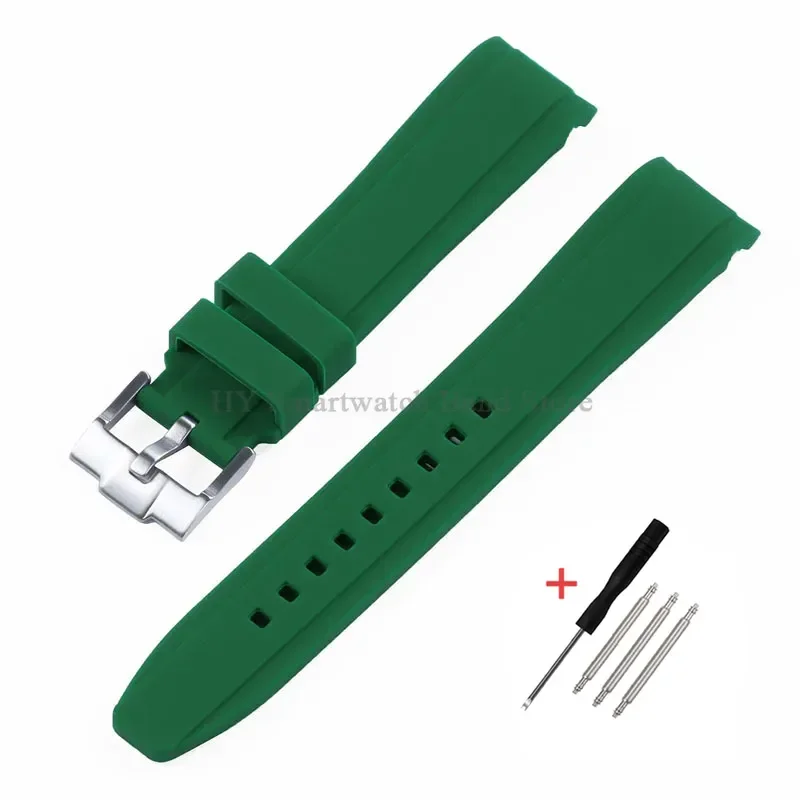 Waterproof Rubber Sport Watch Strap with Curved Design and Metal Pin Clasp