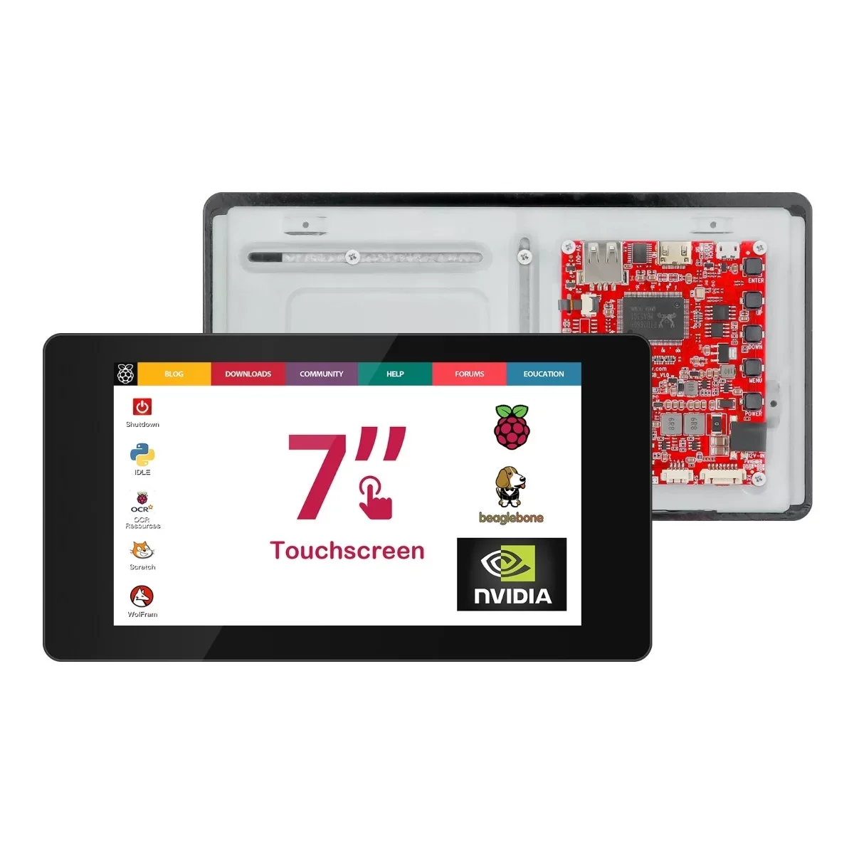 7 Inch IPS Capacitive Touch Screen 1024*600 IPS Monitor Rear Fixing Structure for Raspberry Pi LattePanda Beaglebone Jetson Nano