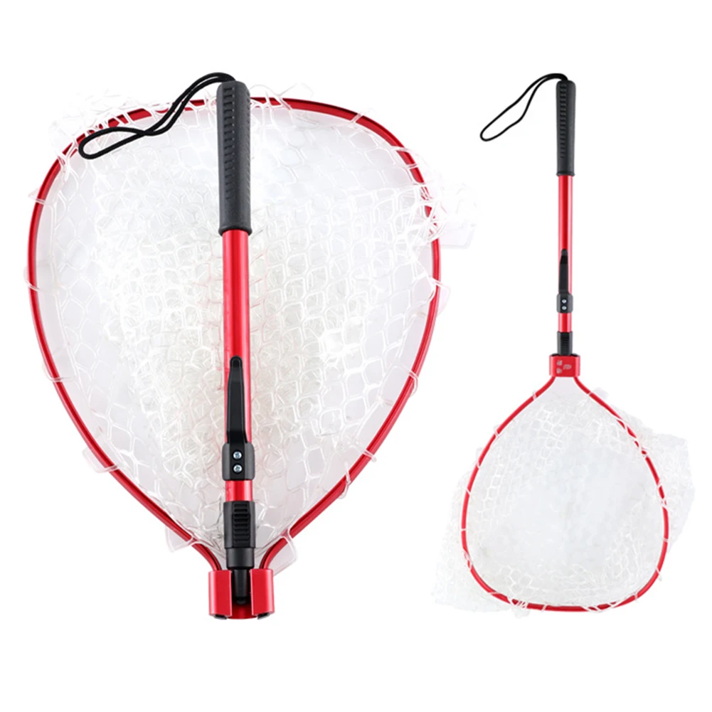 Foldable Fish Landing Net Rubber Mesh 8MM Mesh Fishing Brail Net  Lightweight Compact Fish Net 30CM Depth for Fishing Accessories