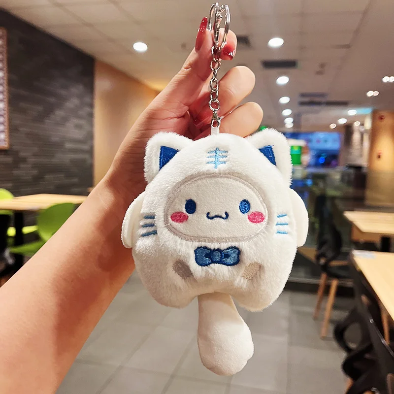 Plush Keychain Sanrios Melody Kuromi Pompom Purin Keychain Children Kittys Cinnamoroll Plush Keychains Toys Kawaii Pochacco Keyring Pendant Kid
