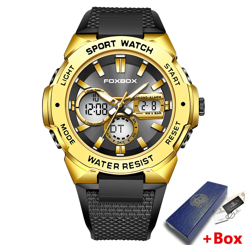 LIGE Military Watches for Men Luxury Sport Chronograph WristWatch ​Waterproof Quartz Big Clock Digital Dual display Male Watch