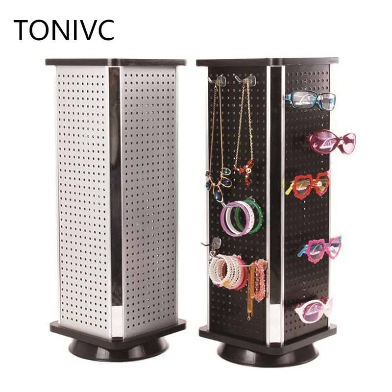 

Expedited Shipping Rotating Square Pegboard Display Stand Rack Tower For Supermarket Display Hook Slatwall Sunglass Display