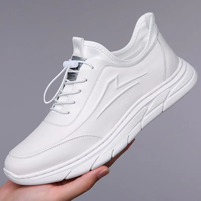 

Мужские кожаные кроссовки на платформе, мягкая подошва, повседневная дизайнерская обувь, весна-осень