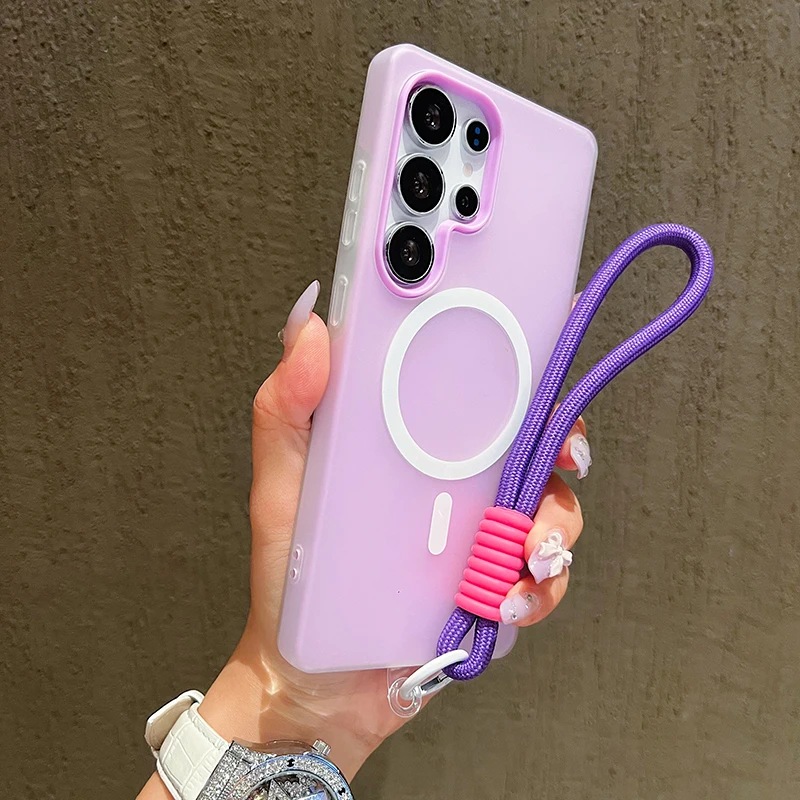 Candy Color Matte Phone Case with Lanyard - Soft Protective Cover