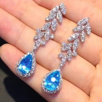 Blue Cubic Zirconia Dangling Earrings